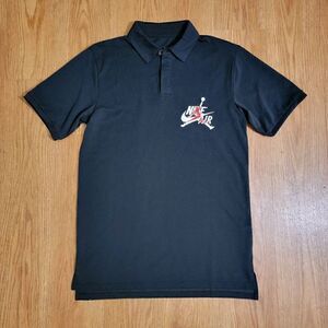 Air Jordan 1 2 3 4 6 11 Bred Black Cat Polo T Shirt Men's Size Small S Dri-Fit